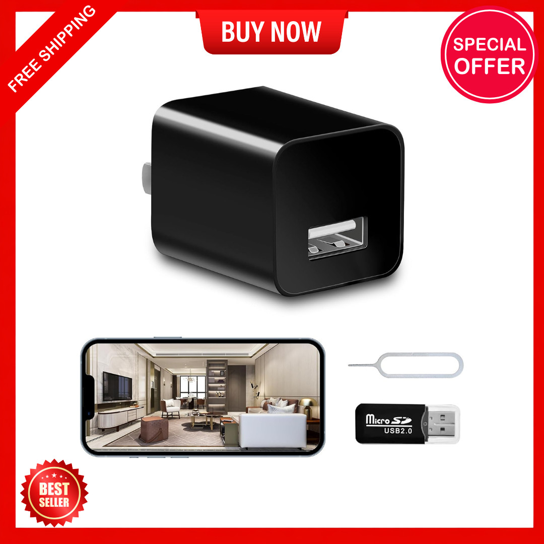 Mini 1080P Camera Charger - Wireless Camera - Wifi Tiny USB Charger Camera, 140-