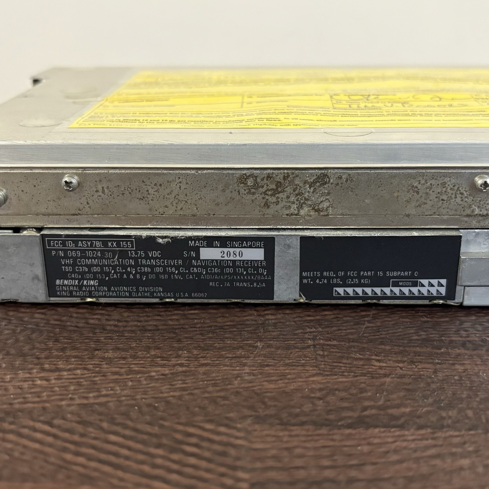 Bendix King KX 155 Nav/Com Non-Glideslope 14 Volt 069-1024-30
