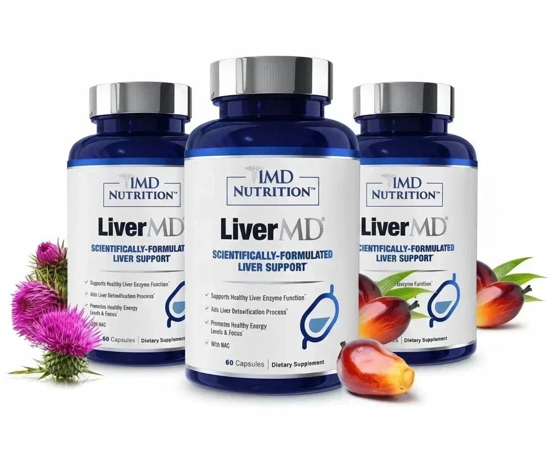 3 Packs 1MD Nutrition LiverMD - Liver Support Supplement 180 Capsule Exp 09/2028