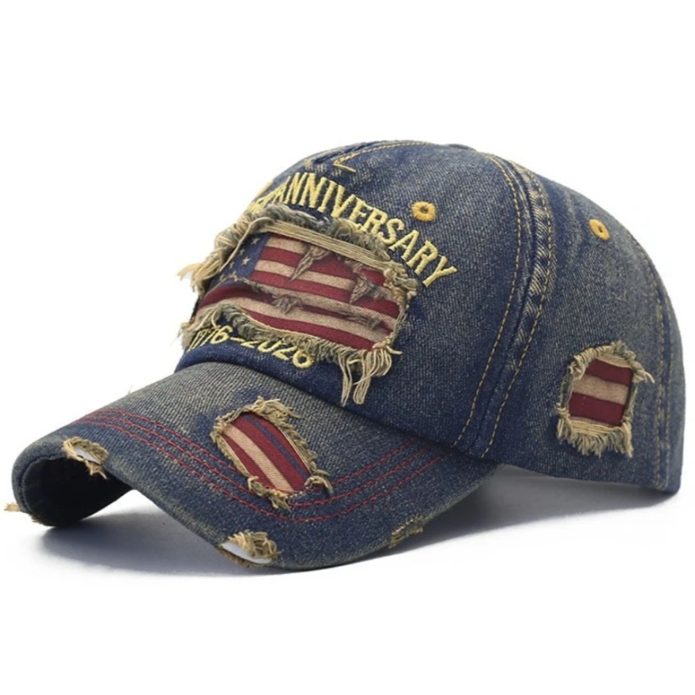 US 250th Anniversary Hat Denim Baseball Cap for Patriotic 1776–2026 American