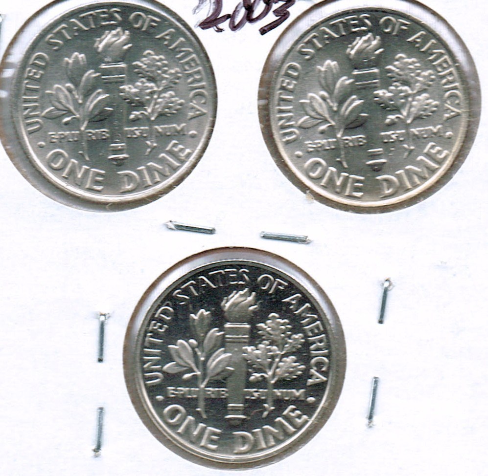 2003 Three Uncirculated Dime Types The San Francisco is From a Proof Set!