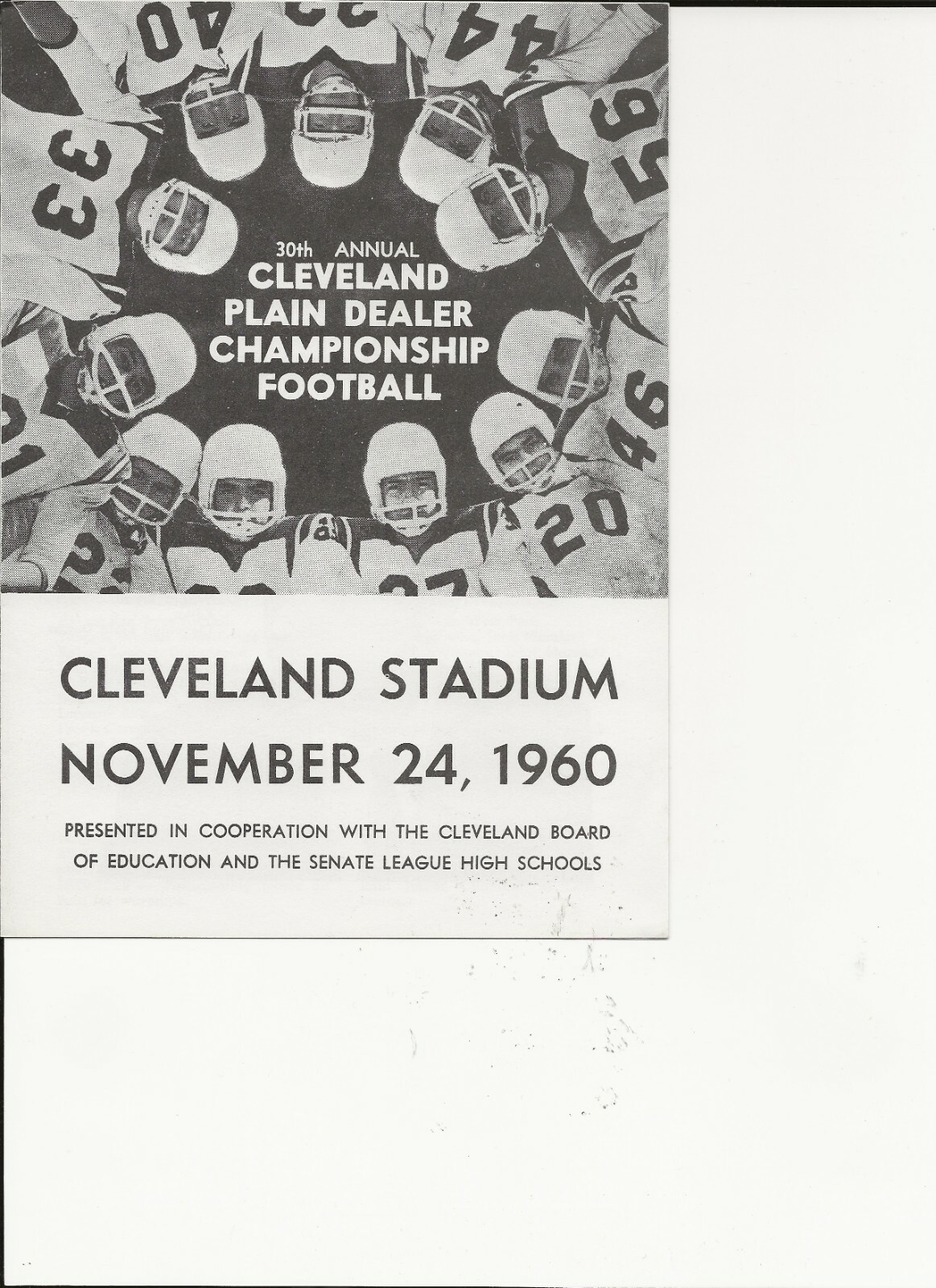 1960 program, Cleveland h.s. championship "Charity Game," Benedictine v JMarshal
