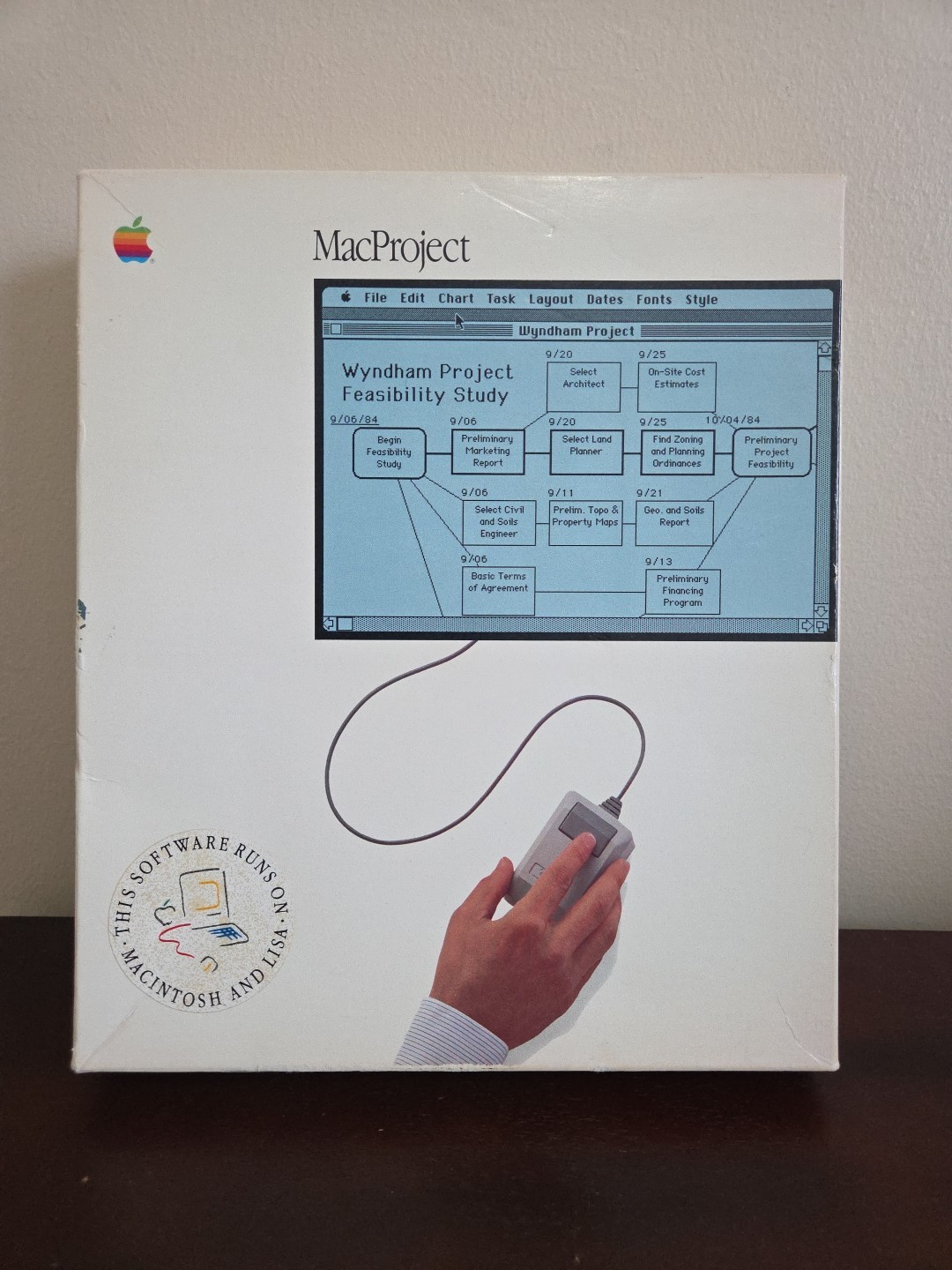 Vtg 1984 Apple Macintosh Big Box MacProject 3.5 Floppy Disks & SEALED cassette