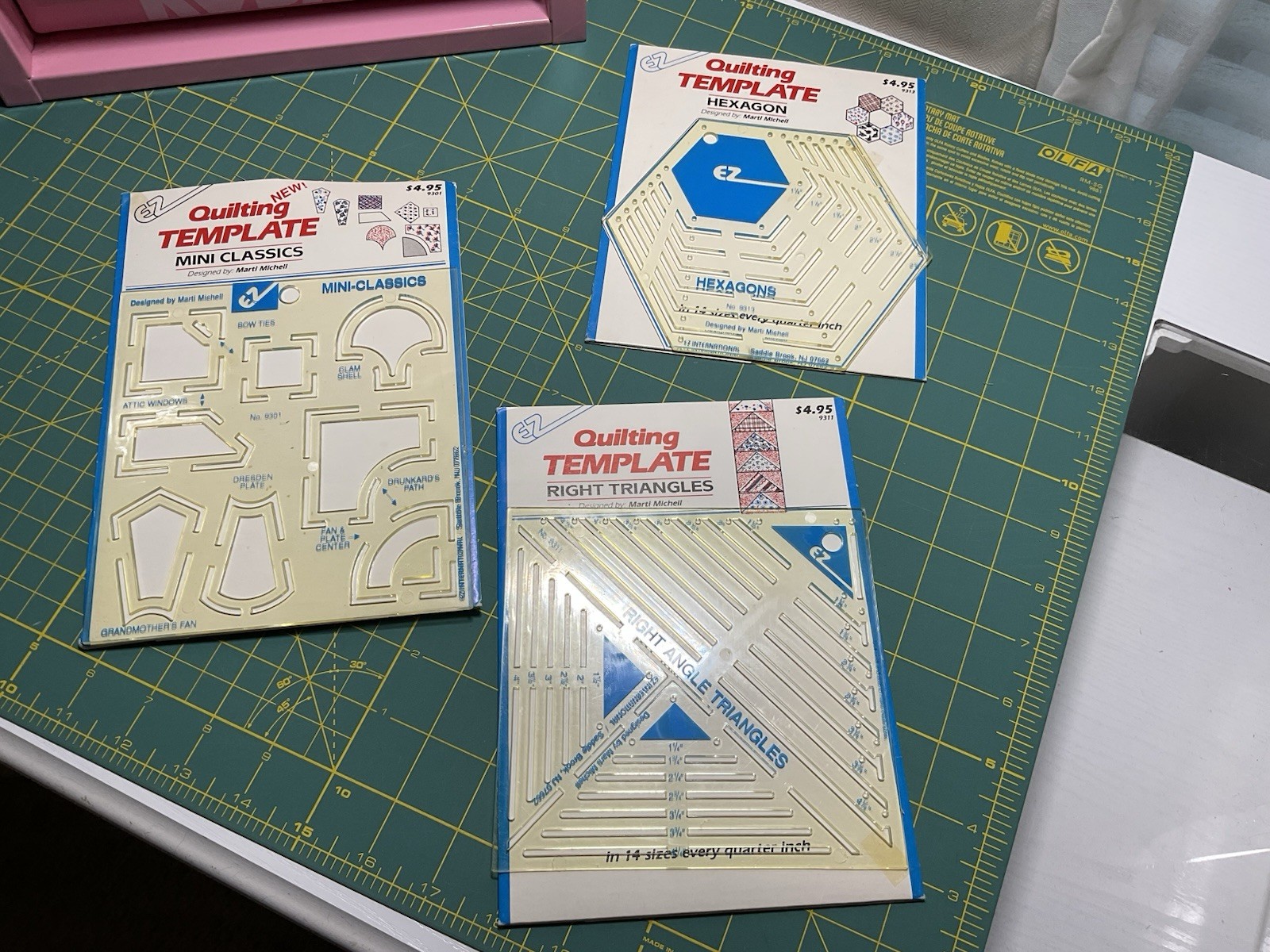 EZ Quilting Templates-Set Of 3-Hexagon, Right Triangles, Mini Classics