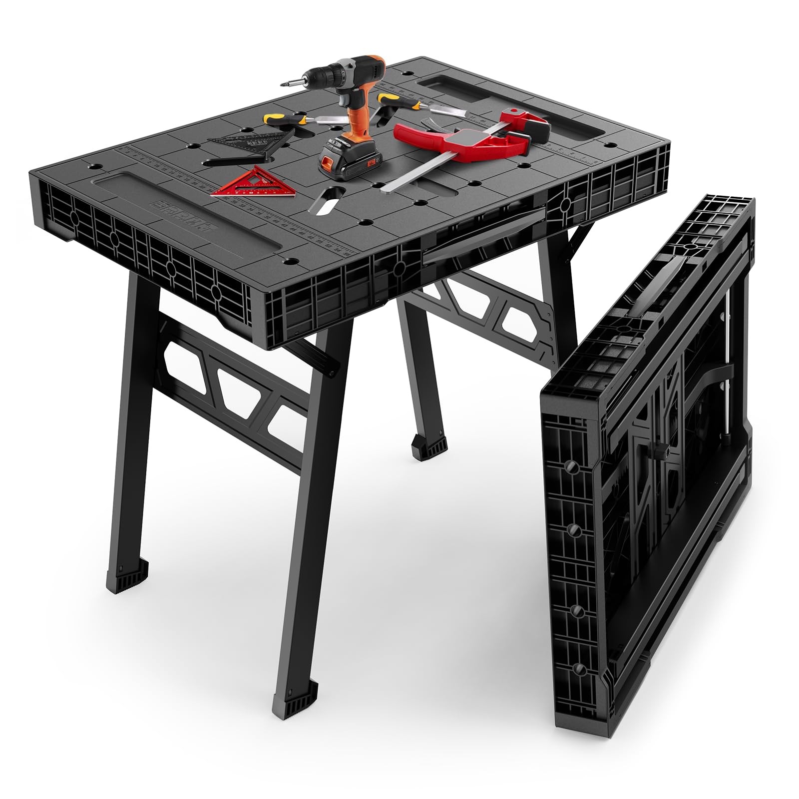 Express Folding Worktable, Easy Setup Portable Workbench, 34" W Black