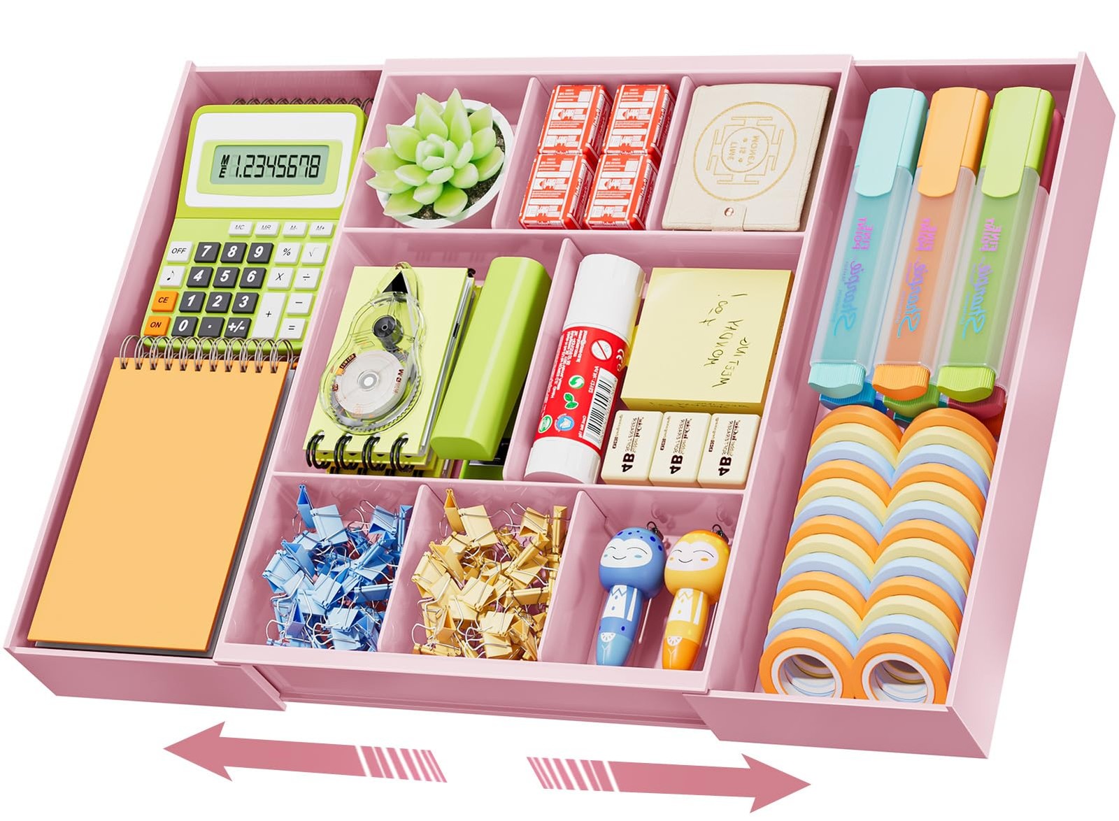 Expandable Desk Drawer Organizer, Clear Plastic Drawer Organizer Tray with 10...