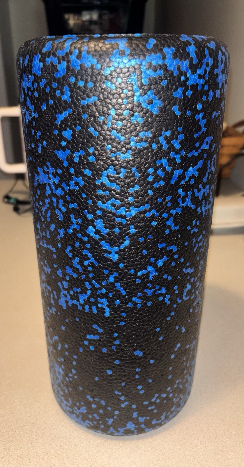 Sports Foam Roller 13” by 6” (Black With Spotted Blue Appearance)