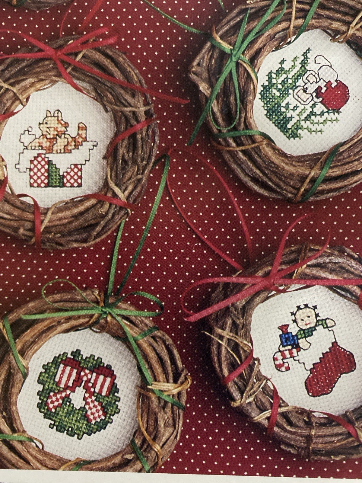 12 Assorted Christmas Counted Cross Stitch Patterns- Santa Claus Tree Stocking