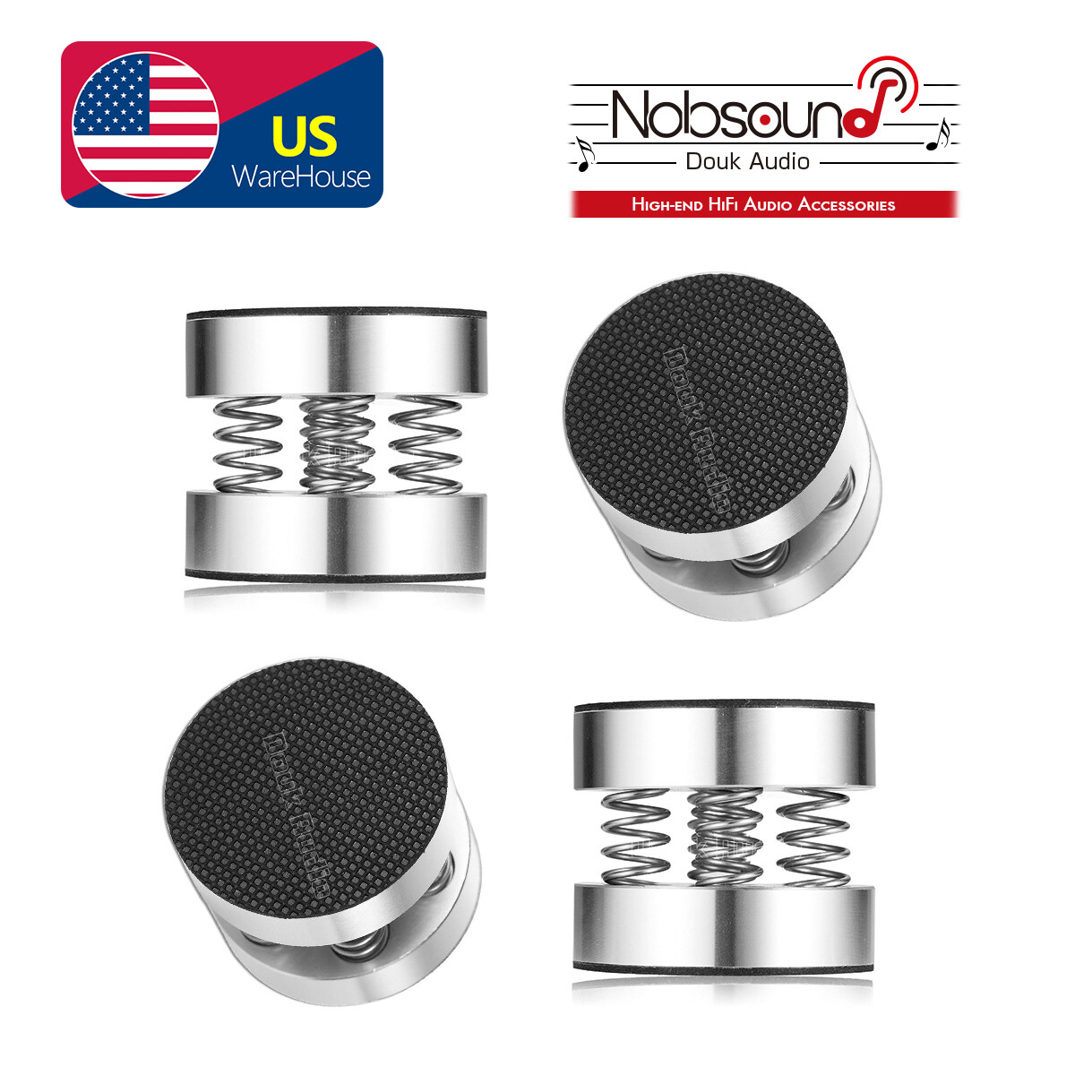 4PCS Aluminum Spring Speaker Spikes+Pads Mats DAC Amplifier Isolation Stand Feet