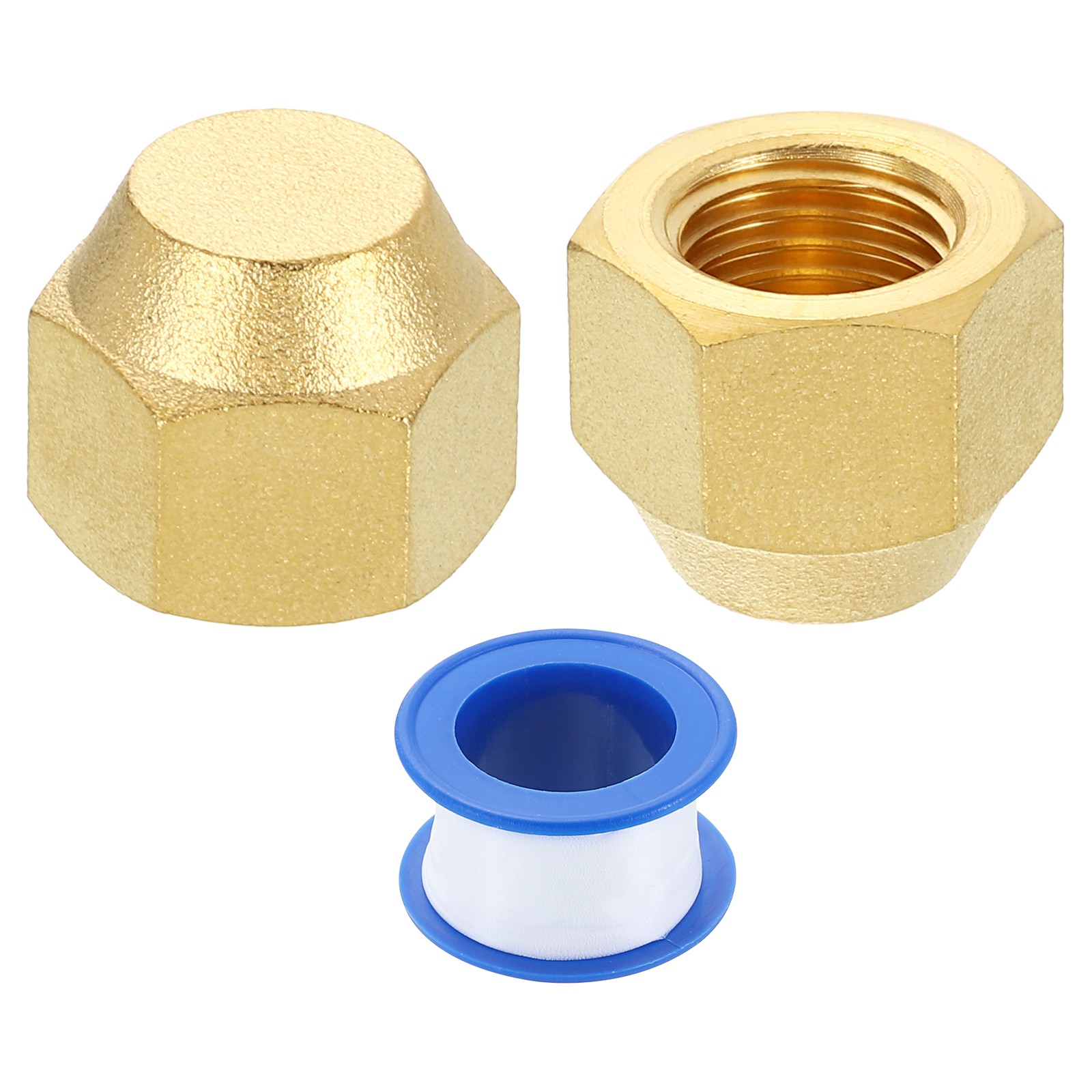 2Pcs 1/4" Tube OD Brass Flare Cap 7/16"-20 UNF Female Thread SAE Pipe Fitting