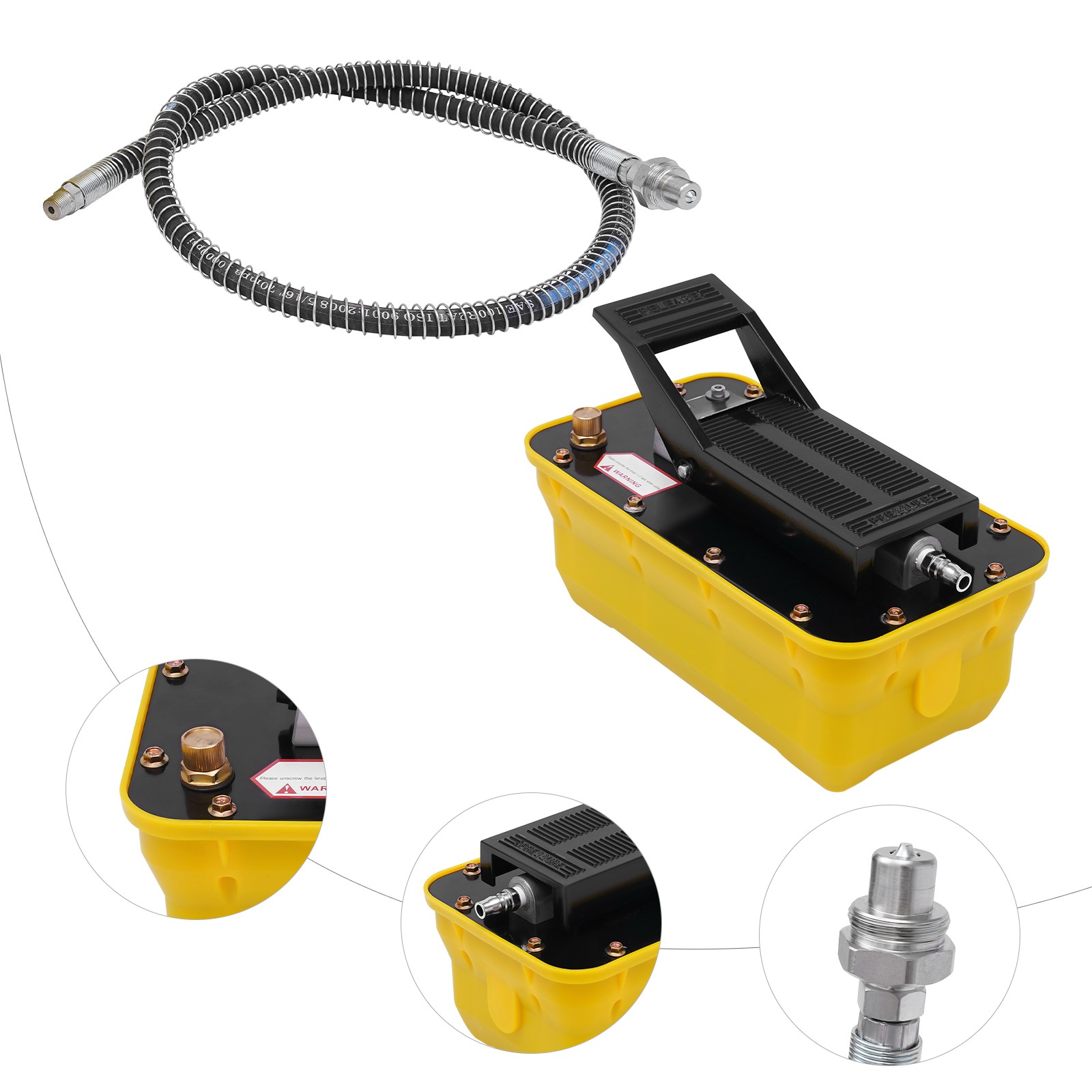 Jack Pump Air Over Hydraulic Foot Pump Rotary Lift 10000PSI 0.75-0.95/Lmin 2.3L