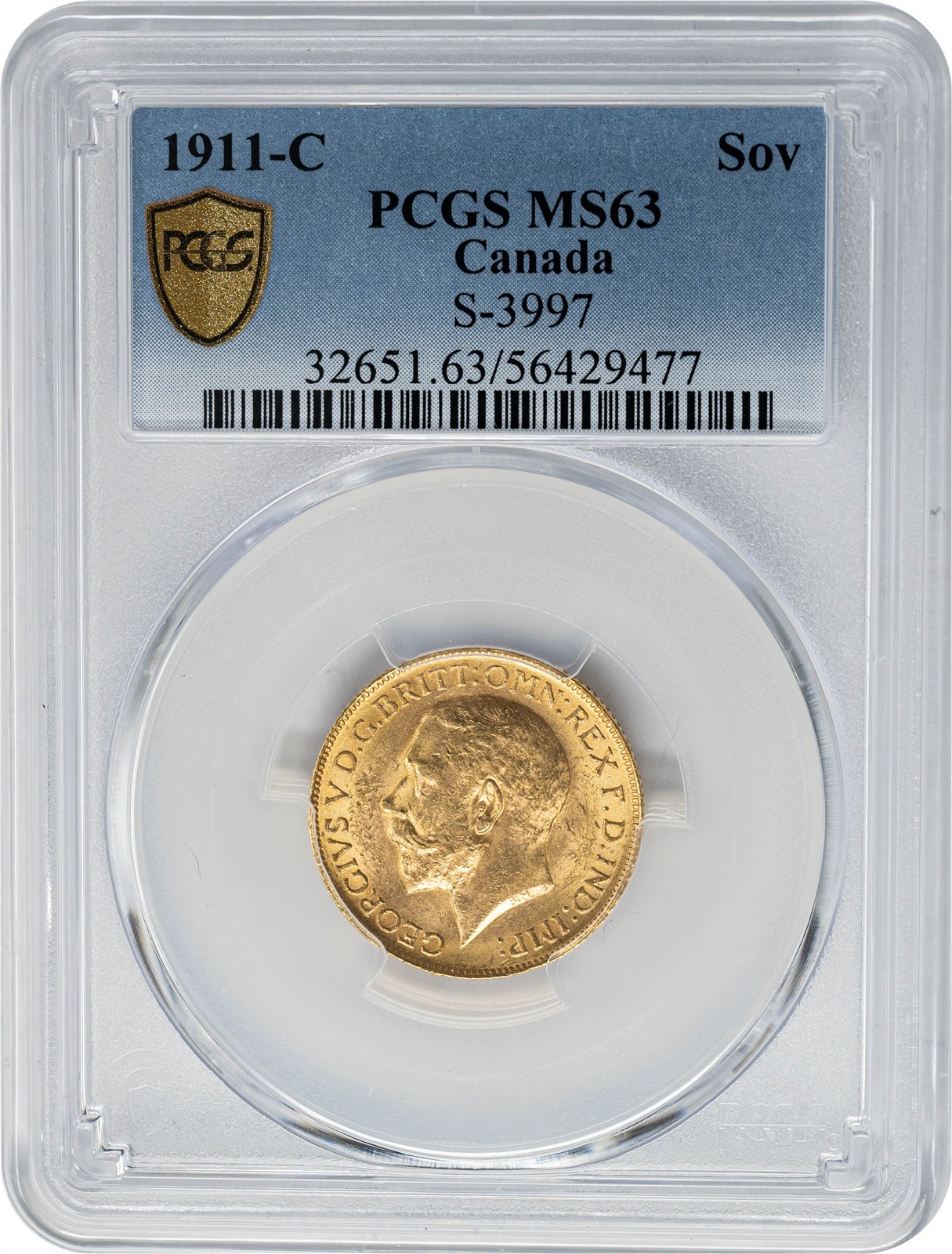 1911-C Canada Gold Sov S-3997 .2354 AGW MS63 PCGS Secure 951697-2