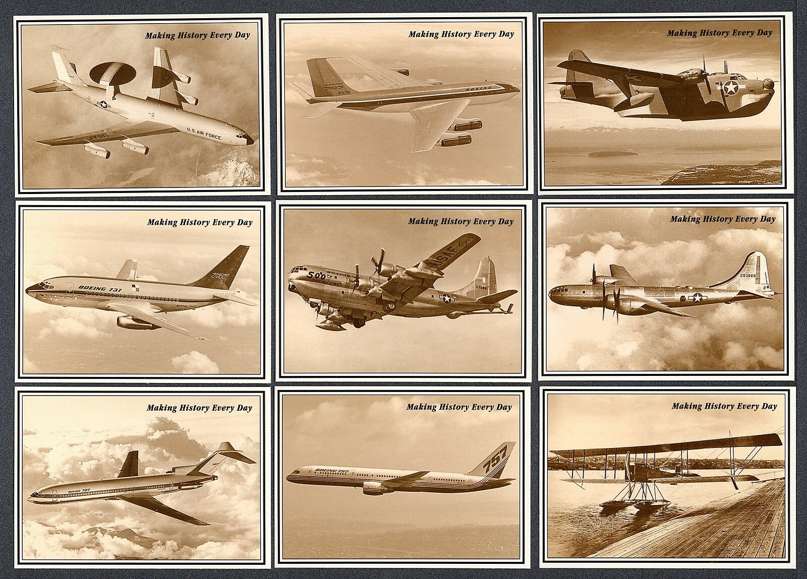 1916-1991 Boeing 75th Anniversary Making History Every Day 10 Card Plane Set