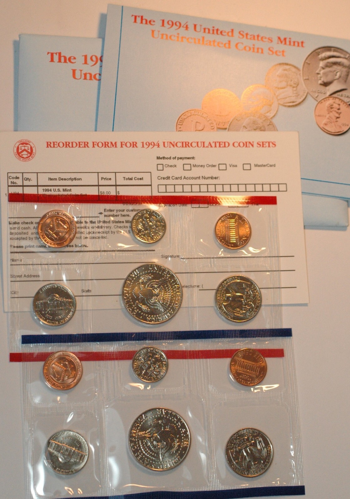 1994 US Mint P/D Uncirculated Set 10 Coins Original Packaging Free Shipping