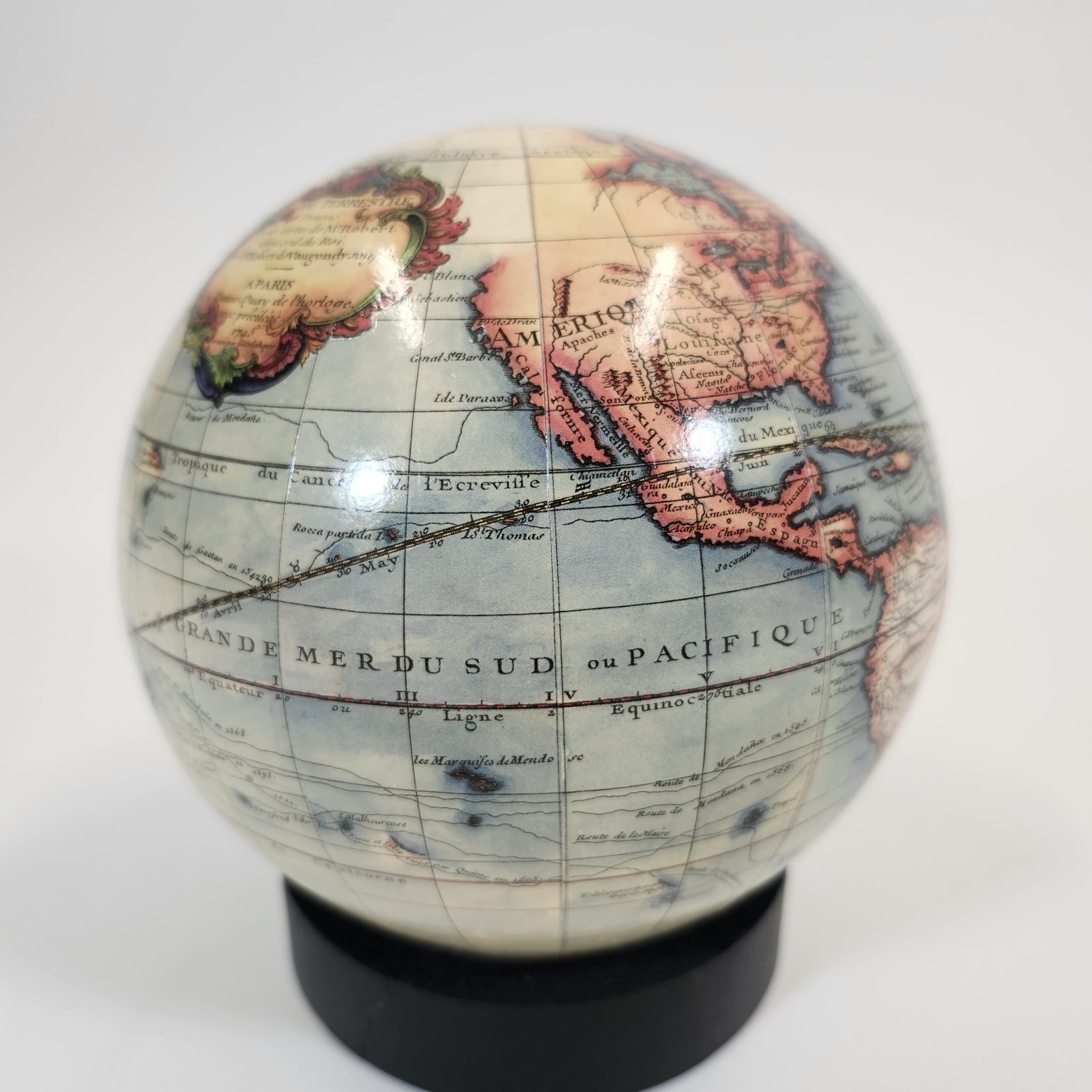 Robert de Vaugondy 1751 Map Reproduction Globe 5" Decorative Sphere French