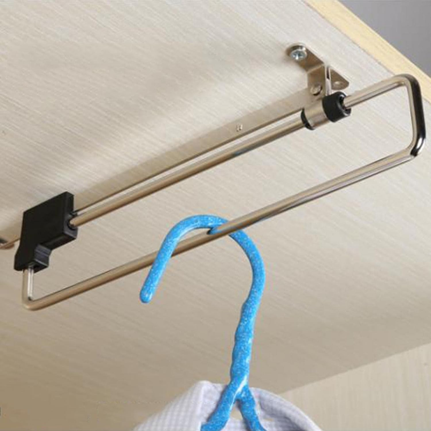 Heavy Duty Retractable Wardrobe Closet Pull Out Rod Hanger Trousers Pull Out