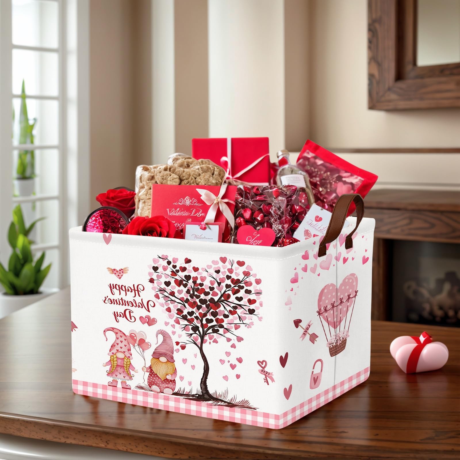 ASKETAM Valentine's Day Basket Gift for Empty Cute Heart Large Storage Bin fo...