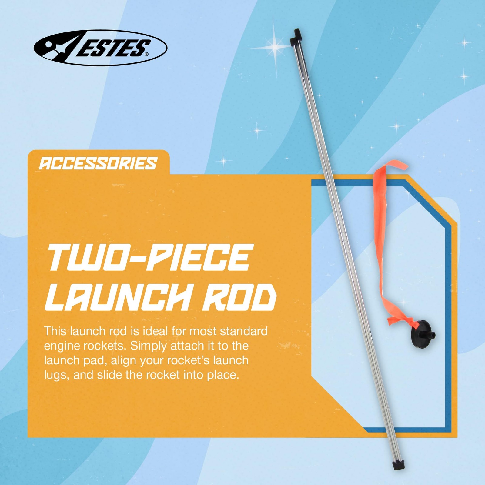 Estes 2243 1/8-Inch Two-Piece Launch Rod, Flying-Rocket-Model Launch Pad