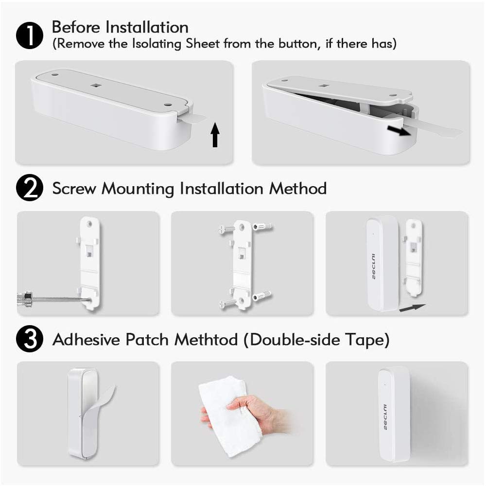 Door Chime When Opens, Opened Alarm for 1 Receiver+1 Sensor, White