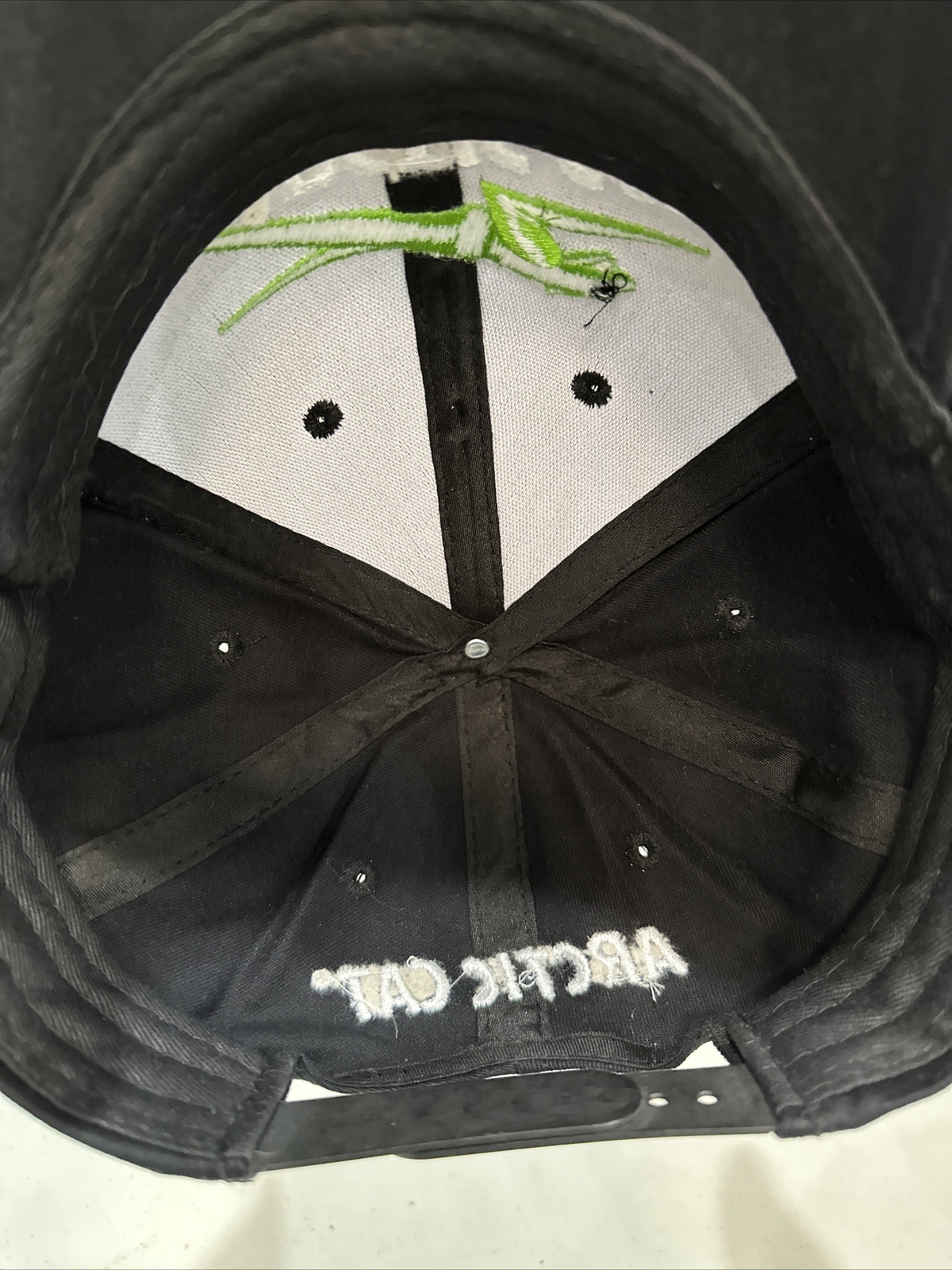ARCTIC CAT Black Snapback Strap Hat with Lime Green CAT White Lettering