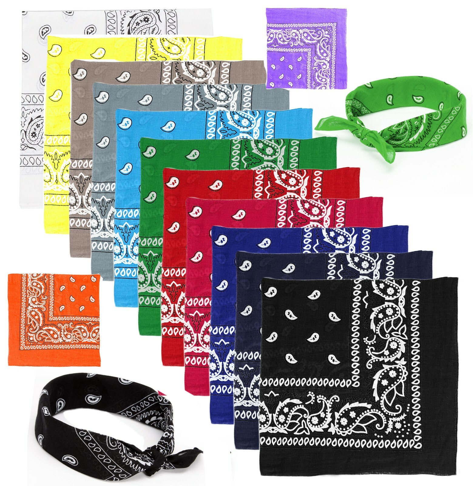 6 Pieces 100% Cotton Bandana Classic Paisley Square Scarf Neck Wrap Face Masks