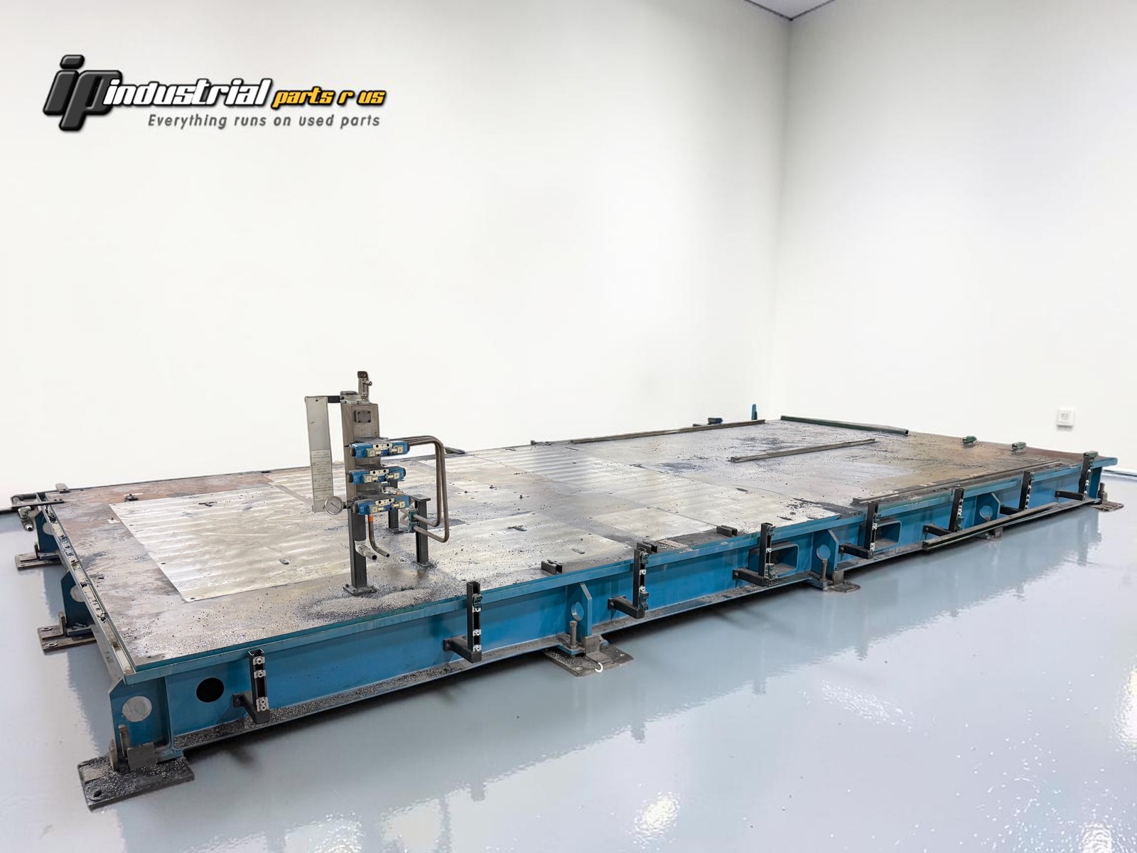 1 1/2" Steel Layout Fabrication Table Shuttle Table 23' x 10' w/ Coolant Trough