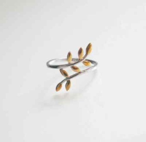Leaf sterling silver 2 tone toe ring