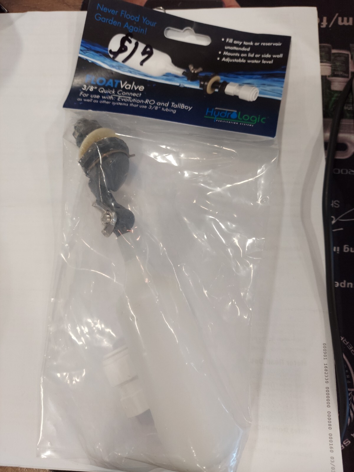 Hydro-Logic Float Valve 3/8" quick connect / hl27020