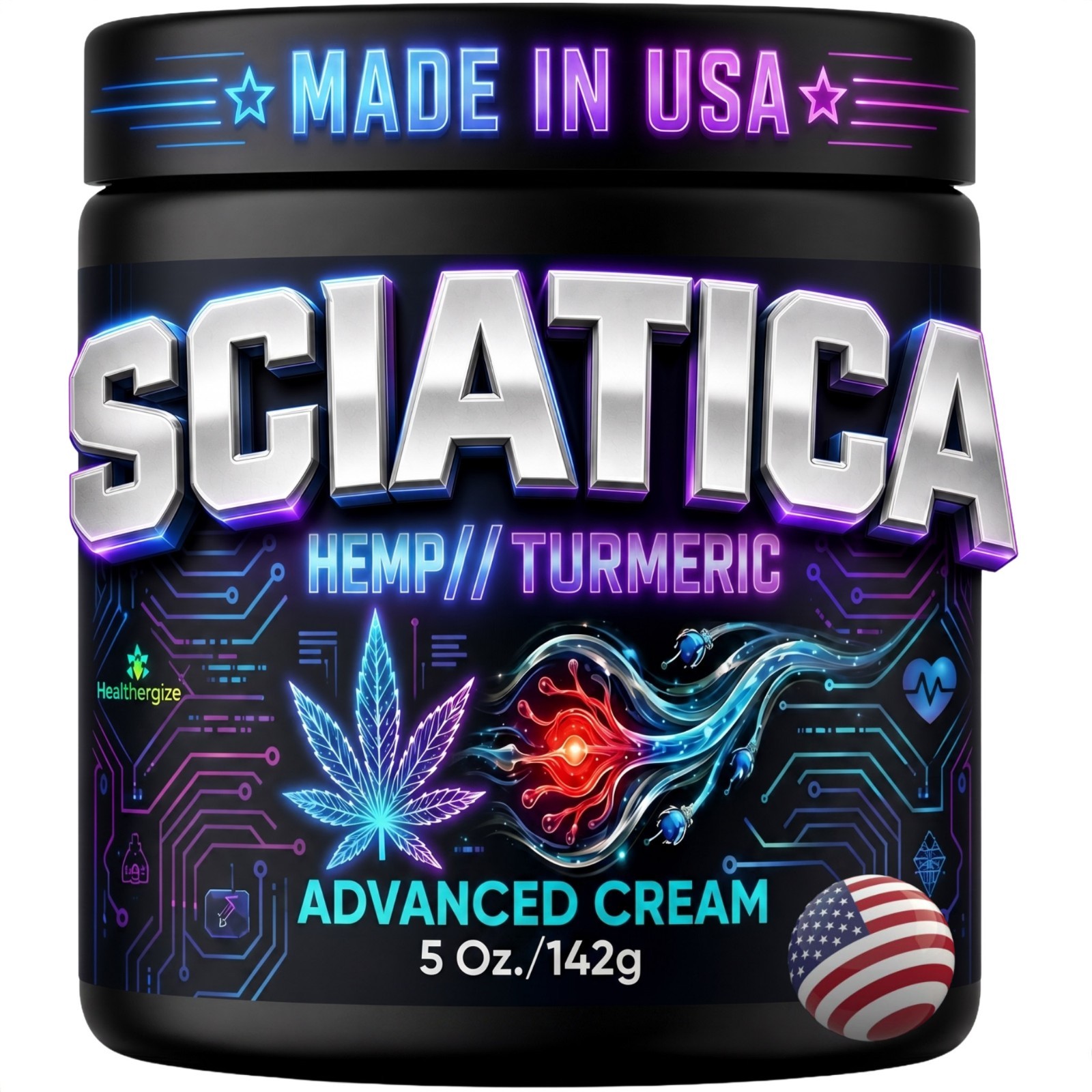 SCIATICA NERVE PAIN CREAM MAX STRENGTH -FOR BACK AND LEG RELIEF-MADE IN USA