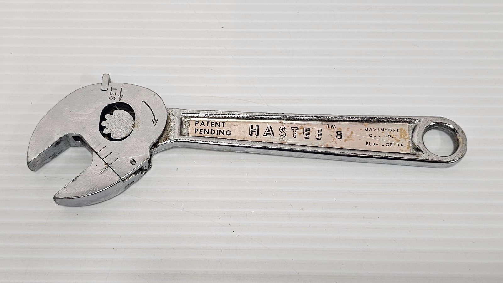 Davenport Tool Co HASTEE-8 Self Adjusting Wrench 1972 Vtg Patent Pending USA