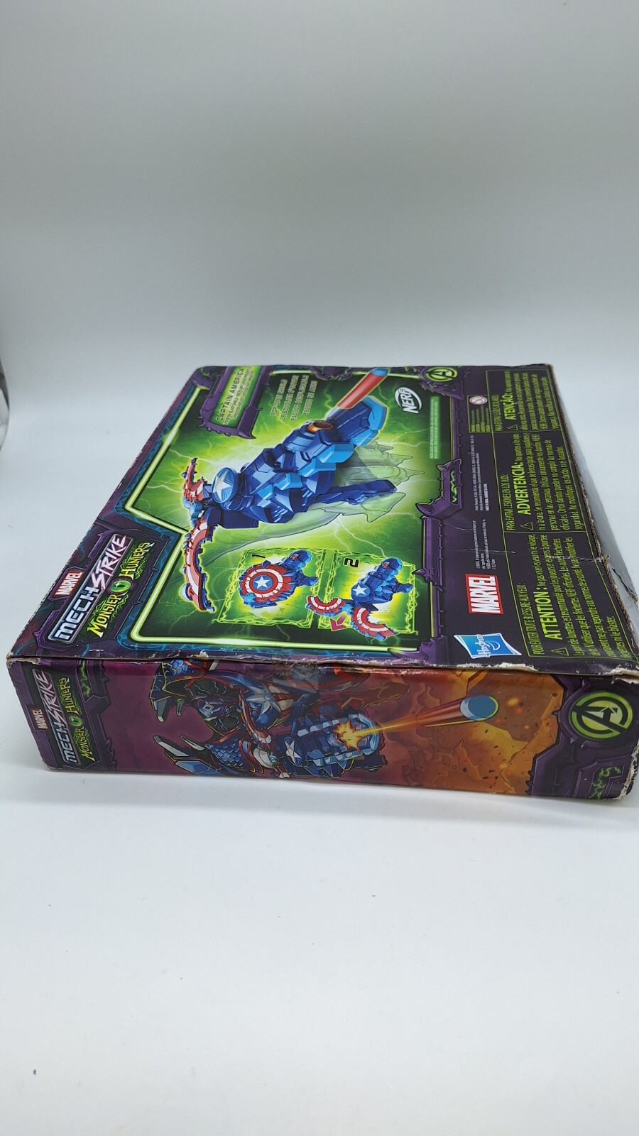Marvel Mech Strike Monster NERF Captain America Monster Blast Shield Box Dmg #j1