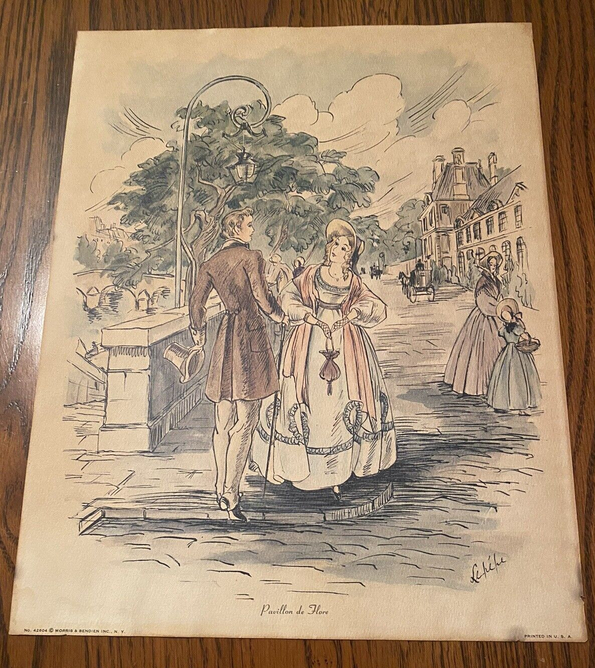 Vintage Morris & Bendien Pavillon de Flore Print USA Litho - 11" x 14"