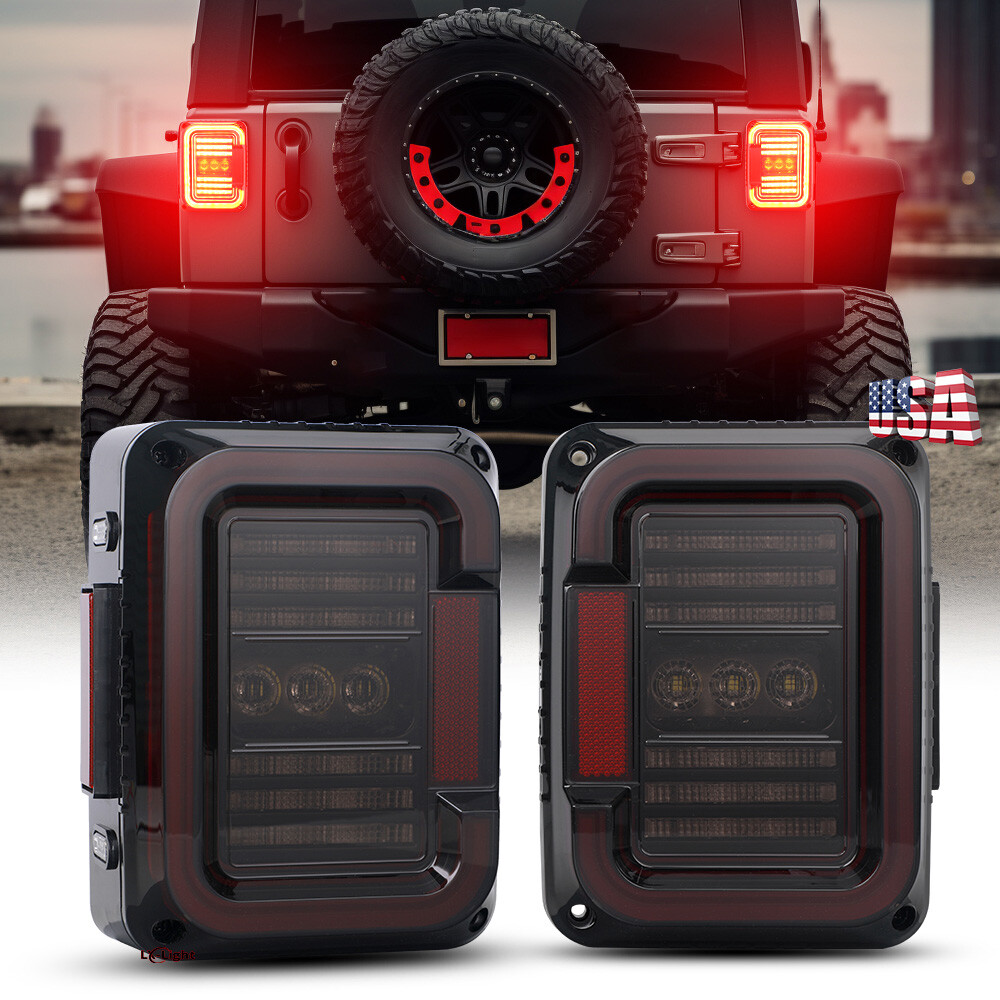 LED Tail Lights w/ Brake Reverse Turn Signal for Jeep Wrangler JK JKU 2007-2018