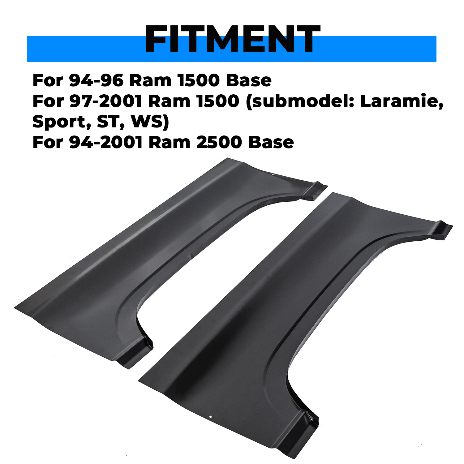 Bed Rear Wheel Arch Repair Patch Panel Pair For 94-01 Dodge Ram 1500 2500 3500