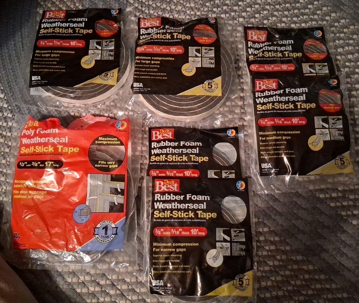 7 Packs DoIt Best Weatherseal Self Stick Tapes Asstd Sizes