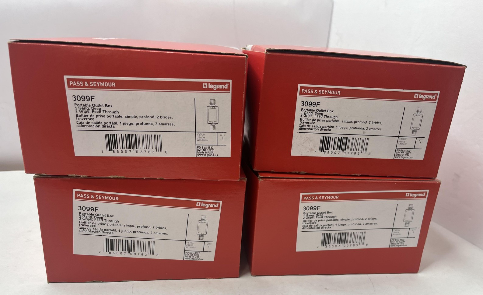 LOT/4 Pass & Seymour 3099F 2-Grip Deep Depth Rubber Portable Outlet Box Yellow