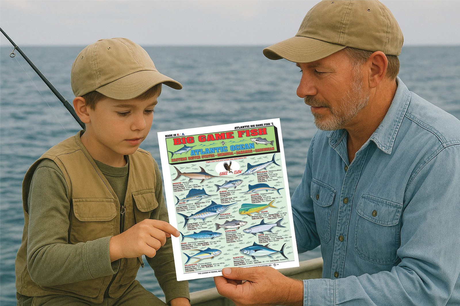 Atlantic Ocean Big Game Fish Identification #1 - Waterproof Quick Reference Guid