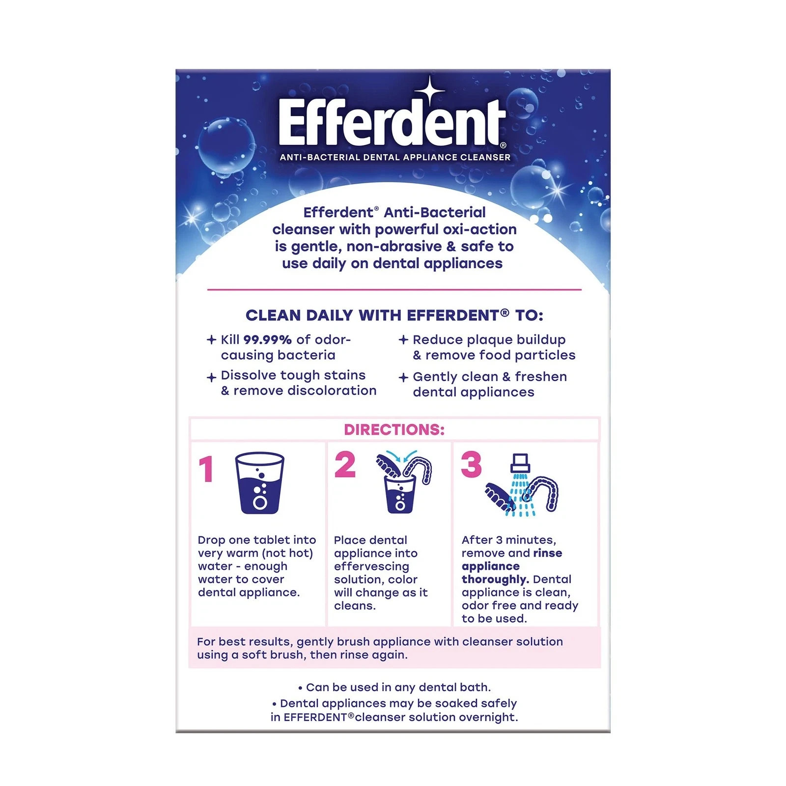 Efferdent Denture Cleanser Tablets, Complete Clean, 126 Tablets