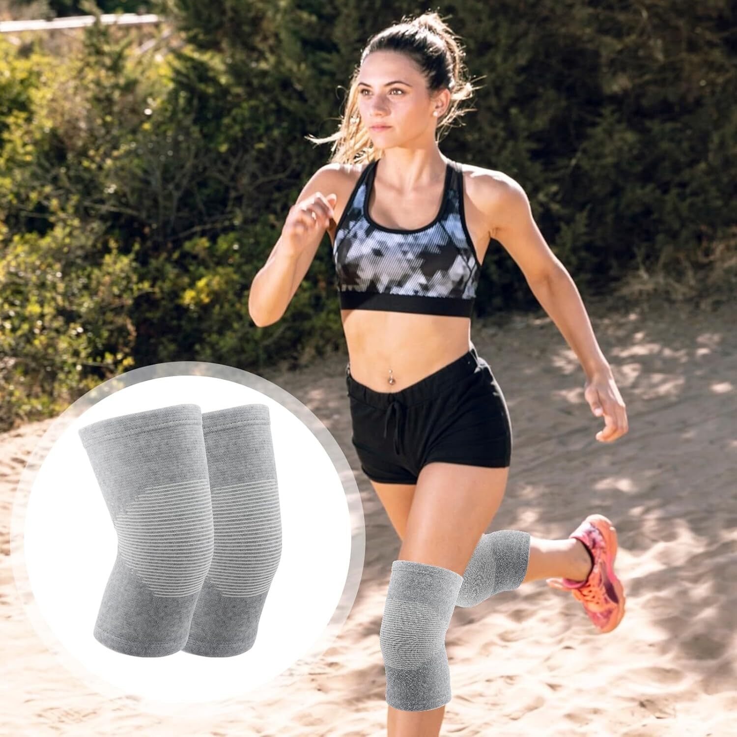 Bamboo Knee Sleeve, Elastic Compression Knee Brace Breathable Knee Pads Leg Slee