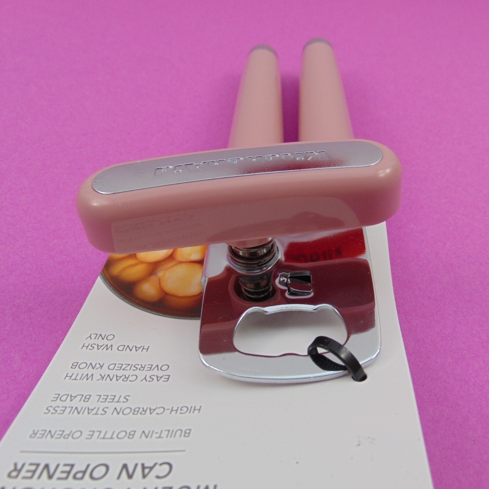 KitchenAid Multi-Function Can Opener w/ Bottle Opener Pink Ergonomic Handle