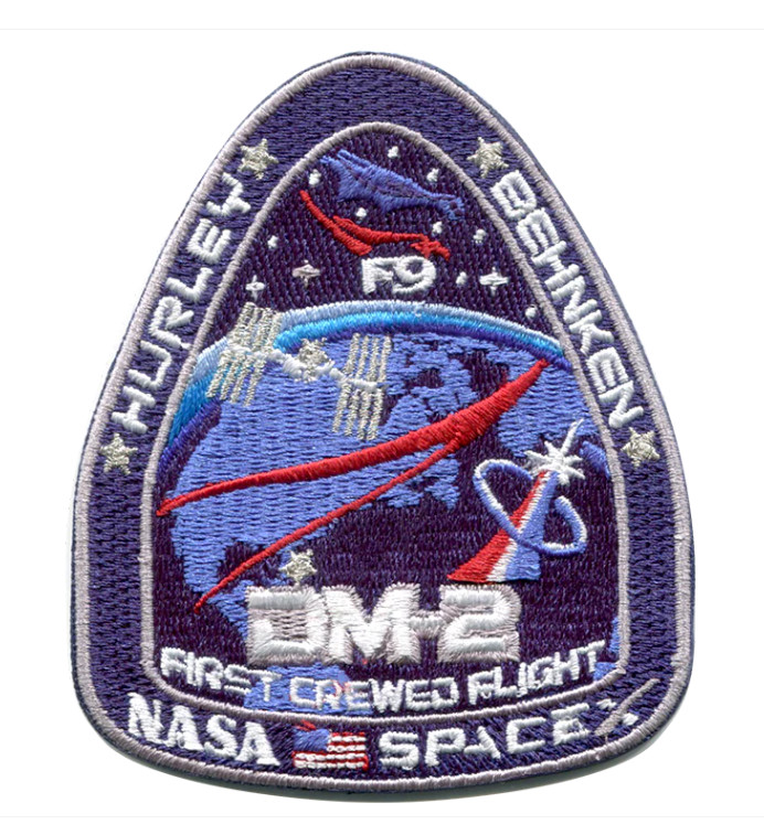 DM-2 NASA SpaceX First Crewed Dragon Flight Embroidered Patch - Hurley/Behnken