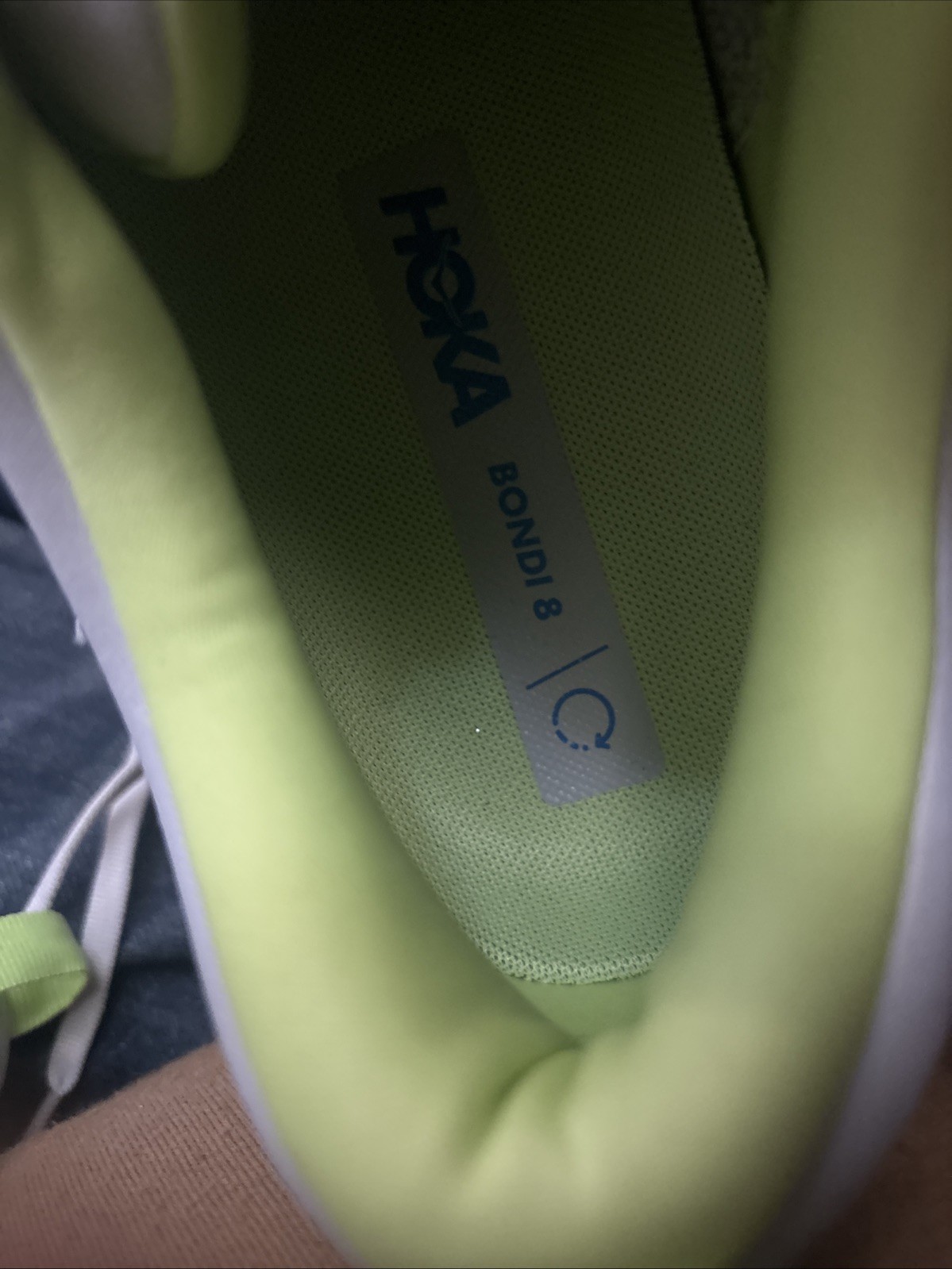 NEW Hoka One One Bondi 8 -Mens 12 D - Stardust/ Lettuce Running Shoes Authentic