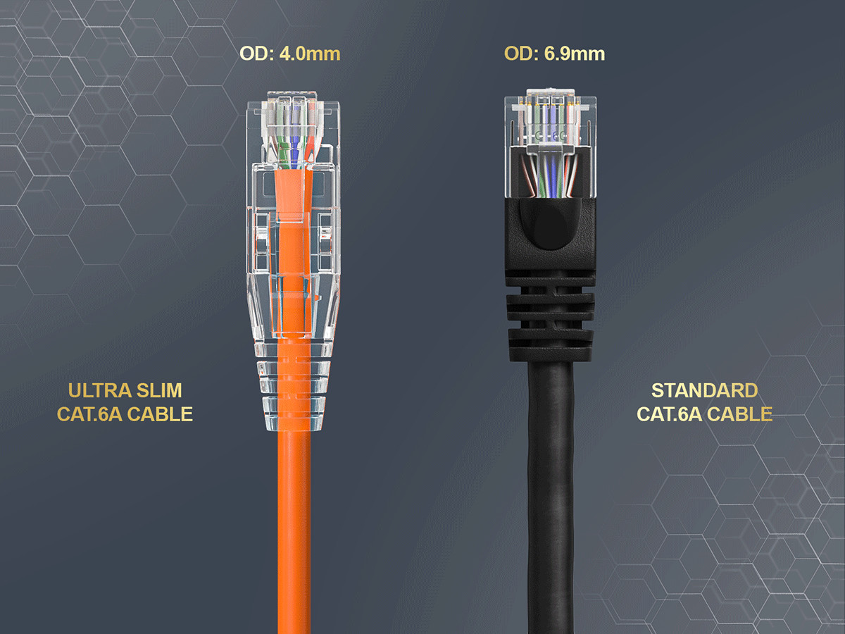 2ft Slim Cat6a 28AWG UTP Ethernet Network Patch Cable, Orange
