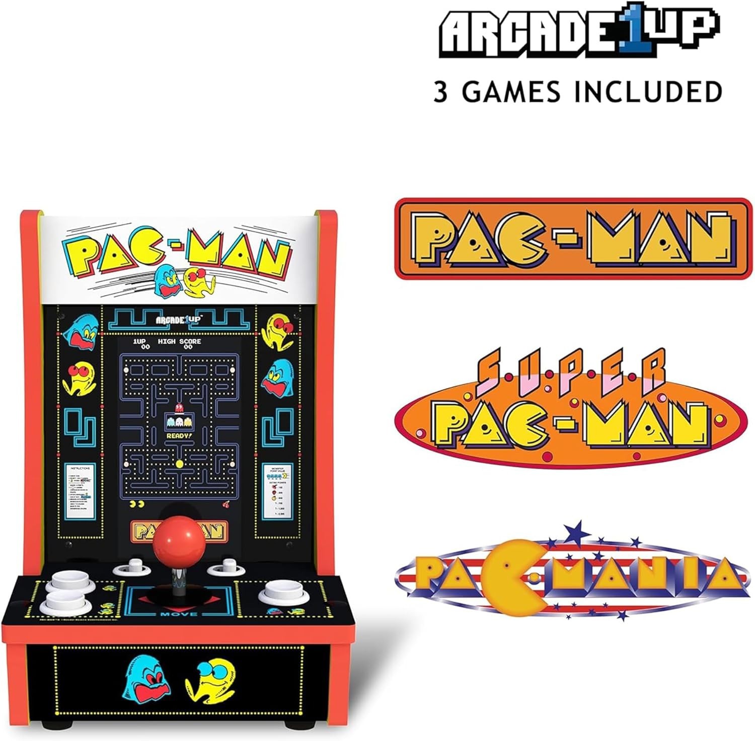 Arcade1Up PAC-MAN Countercade: Portable Mini Arcade with 3 Classics & 7" Screen