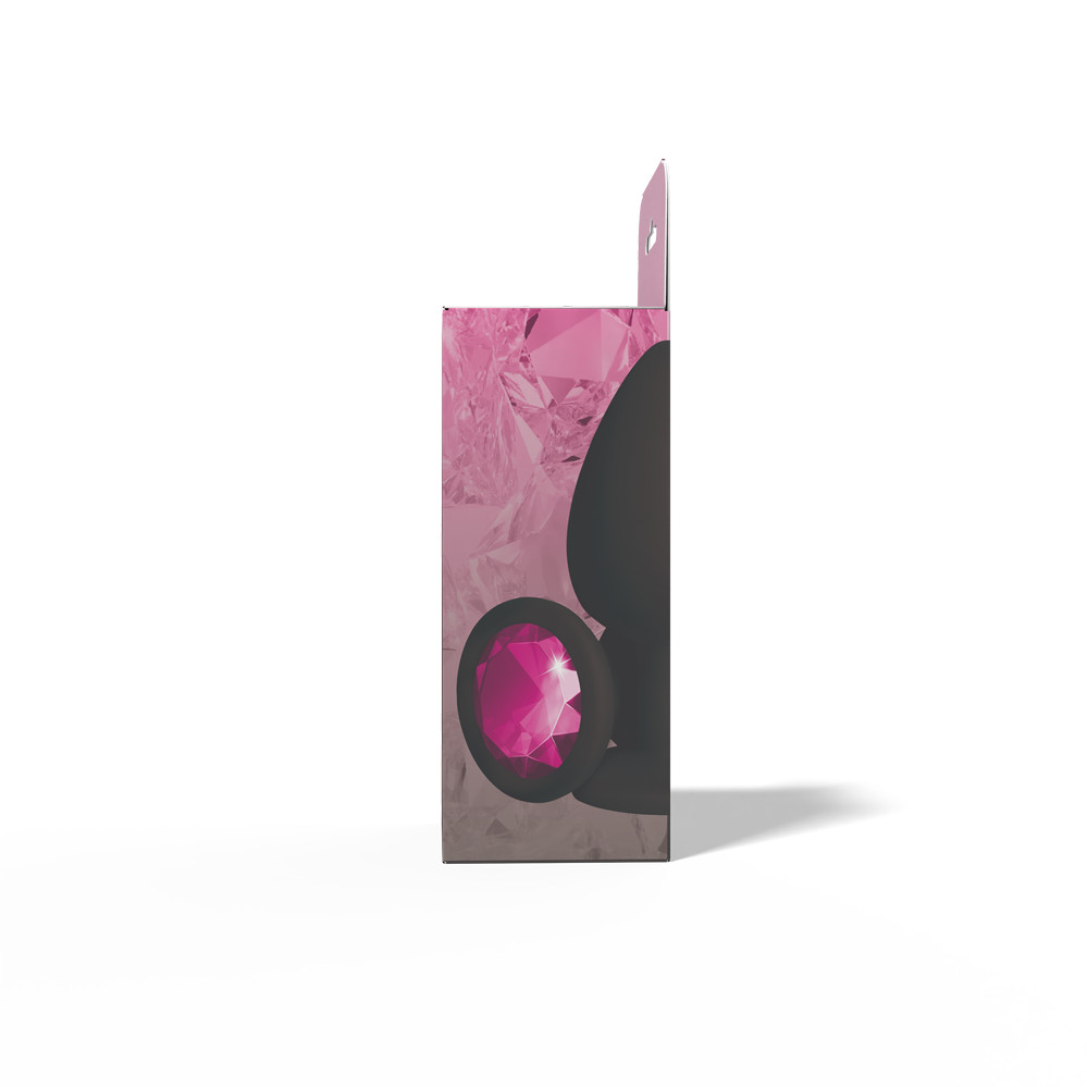 Gemma Pink Gem Black Silicone Plug - Large