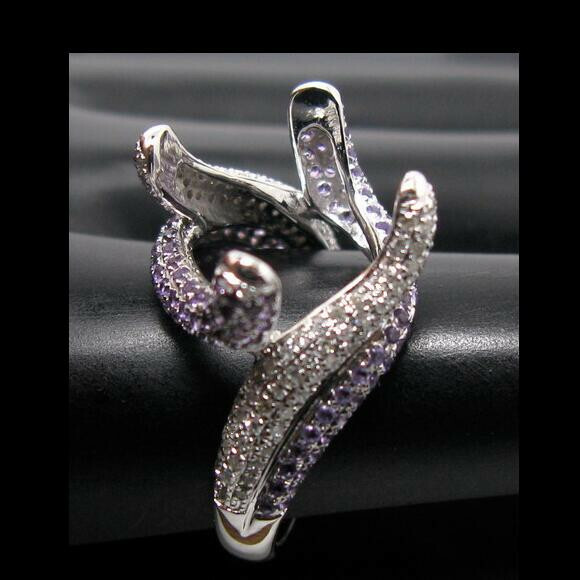 Custom Natural Amethyst Diamond Ring Semi Mount 14K White Gold Cushion 12×12MM