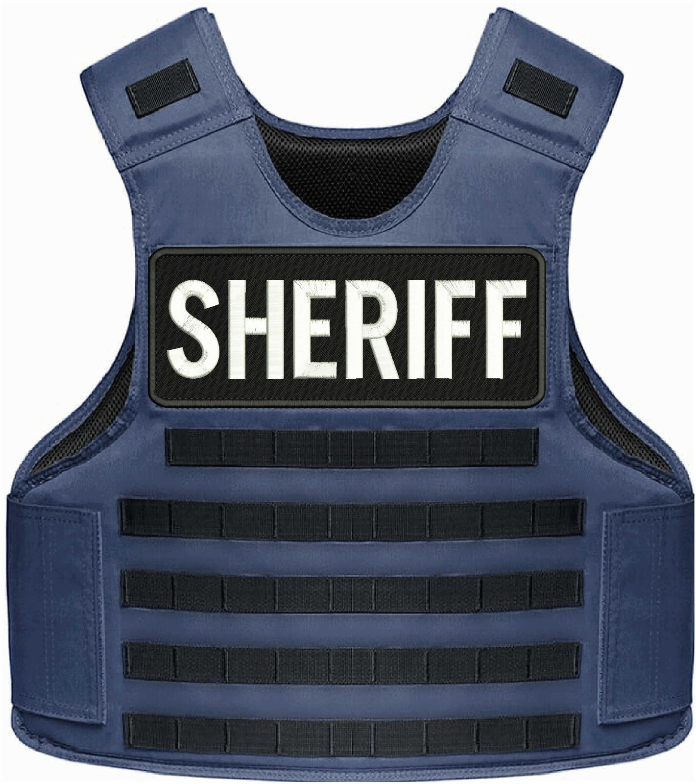 SHERIFF 2 EMBROIDERY PATCHES 4X11'' VELCR@ ON BACK WHITE ON BLACK