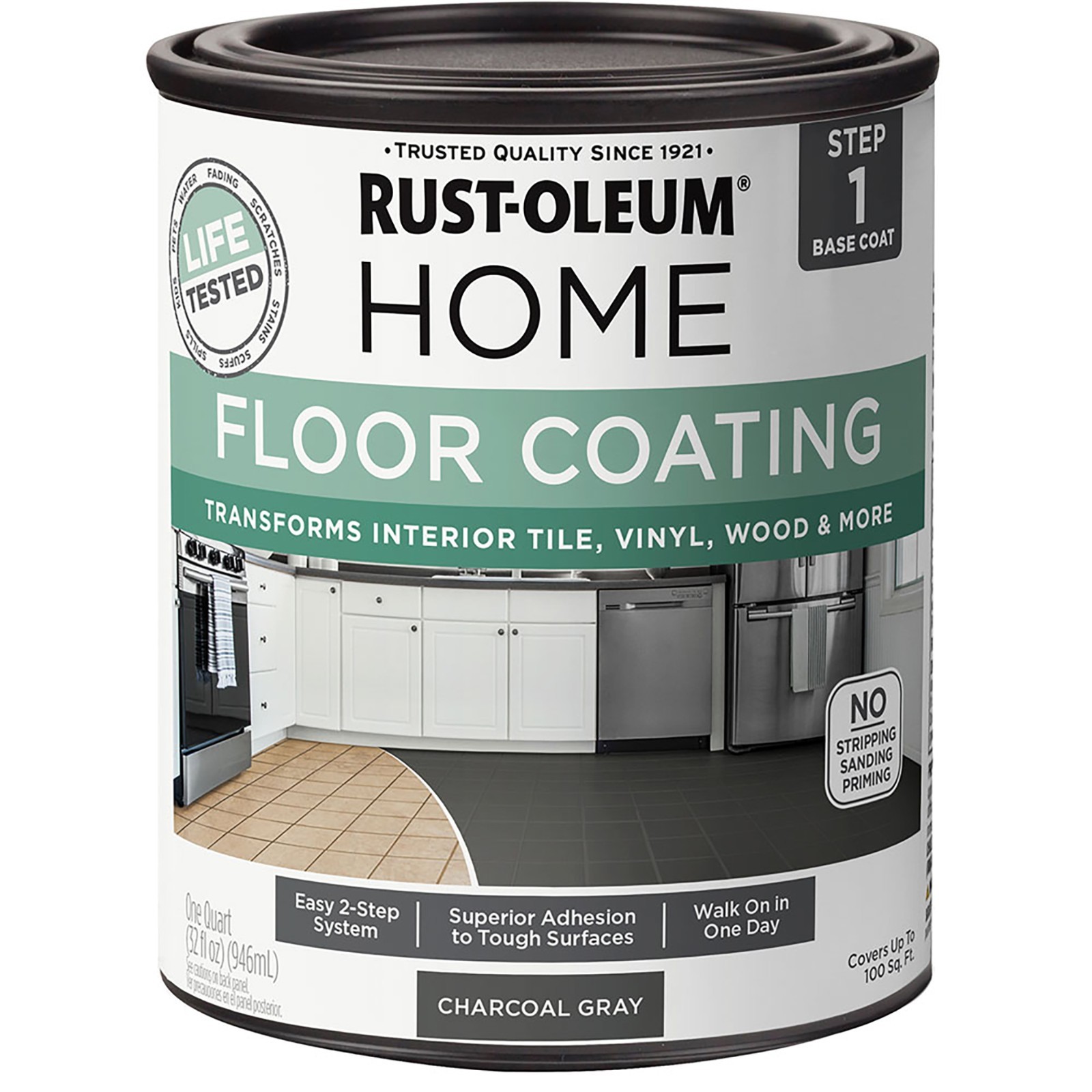 Rust-Oleum 365928 Floor Coating Base Coat Charcoal Gray Quart