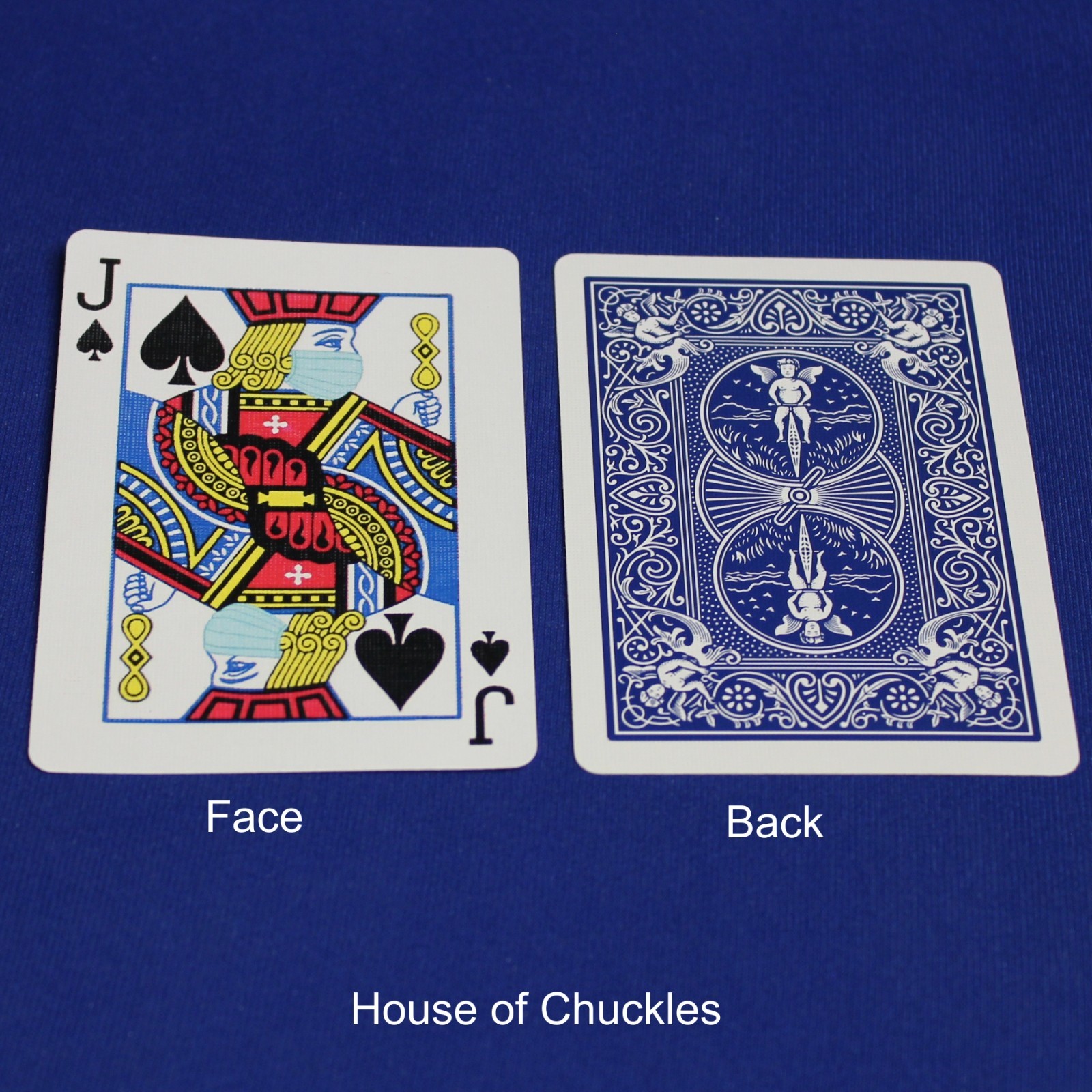 Covid Masked Jack of Spades, Bicycle Printed Gaff Card, Blue
