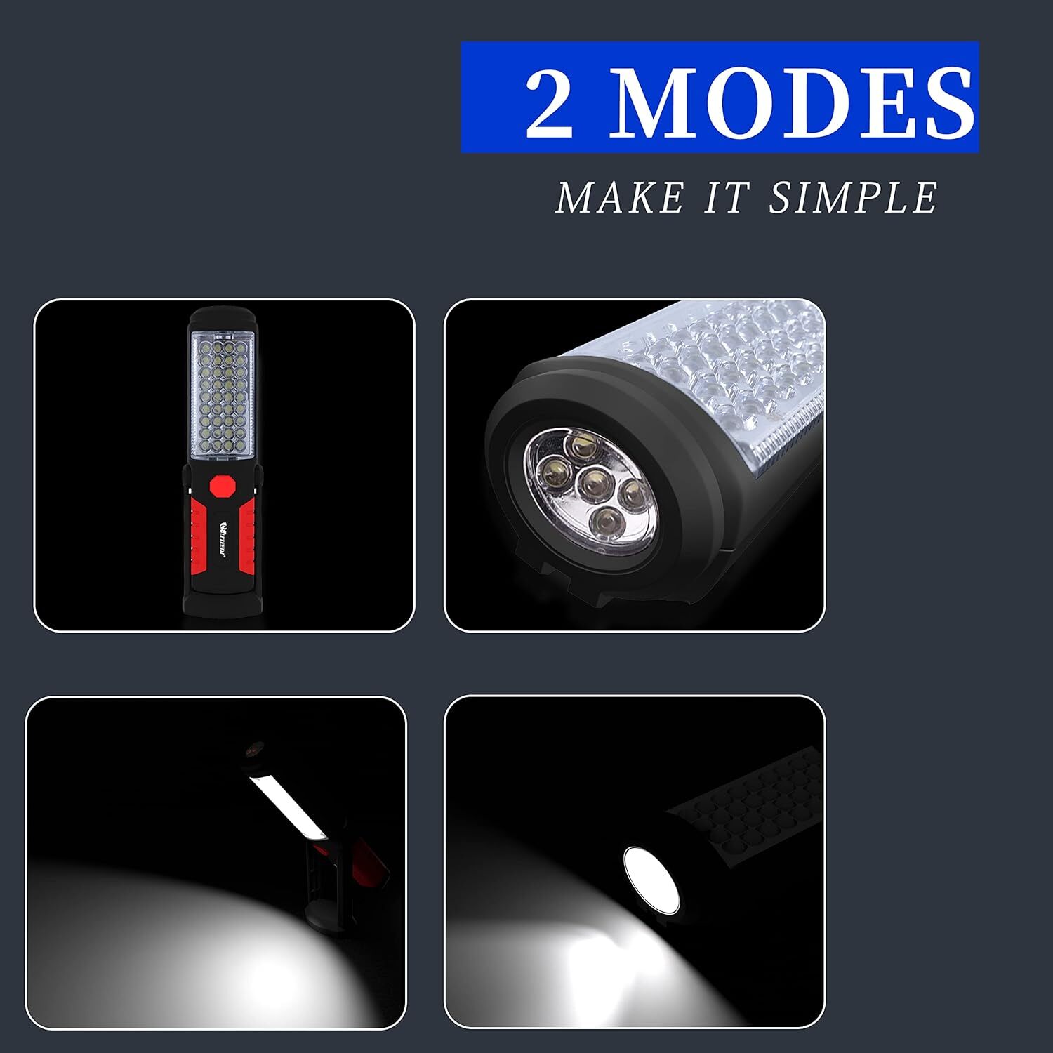 LED Work Light, Rechargeable Magnetic Flashlights for Mechanics, 360° Rotate Und
